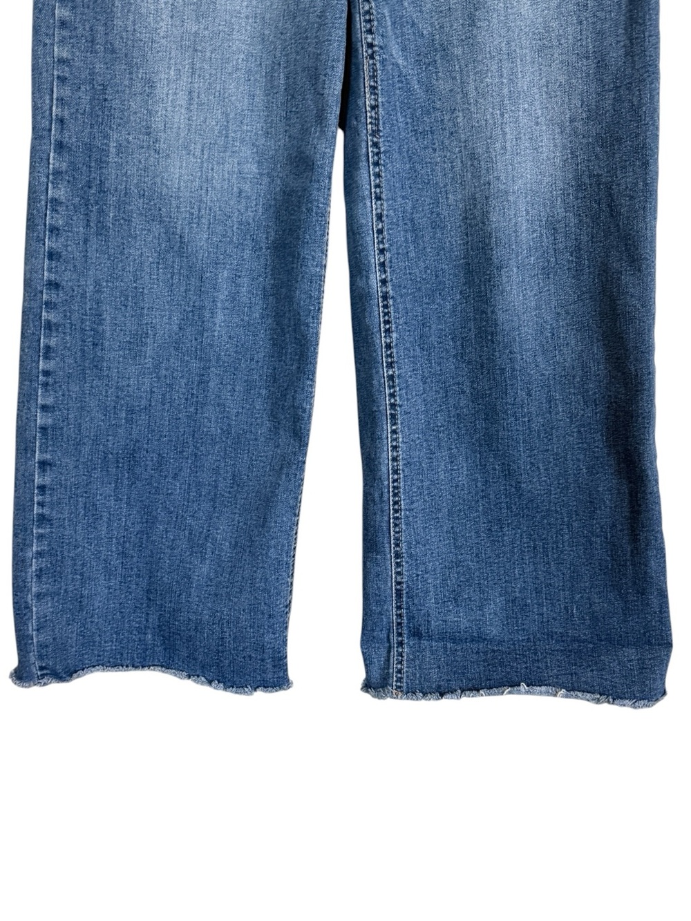 OAT New York Wide Leg Jeans Women’s Size 4/27 Medium Wash Raw Hem Patch Pocket - Picture 3 of 12